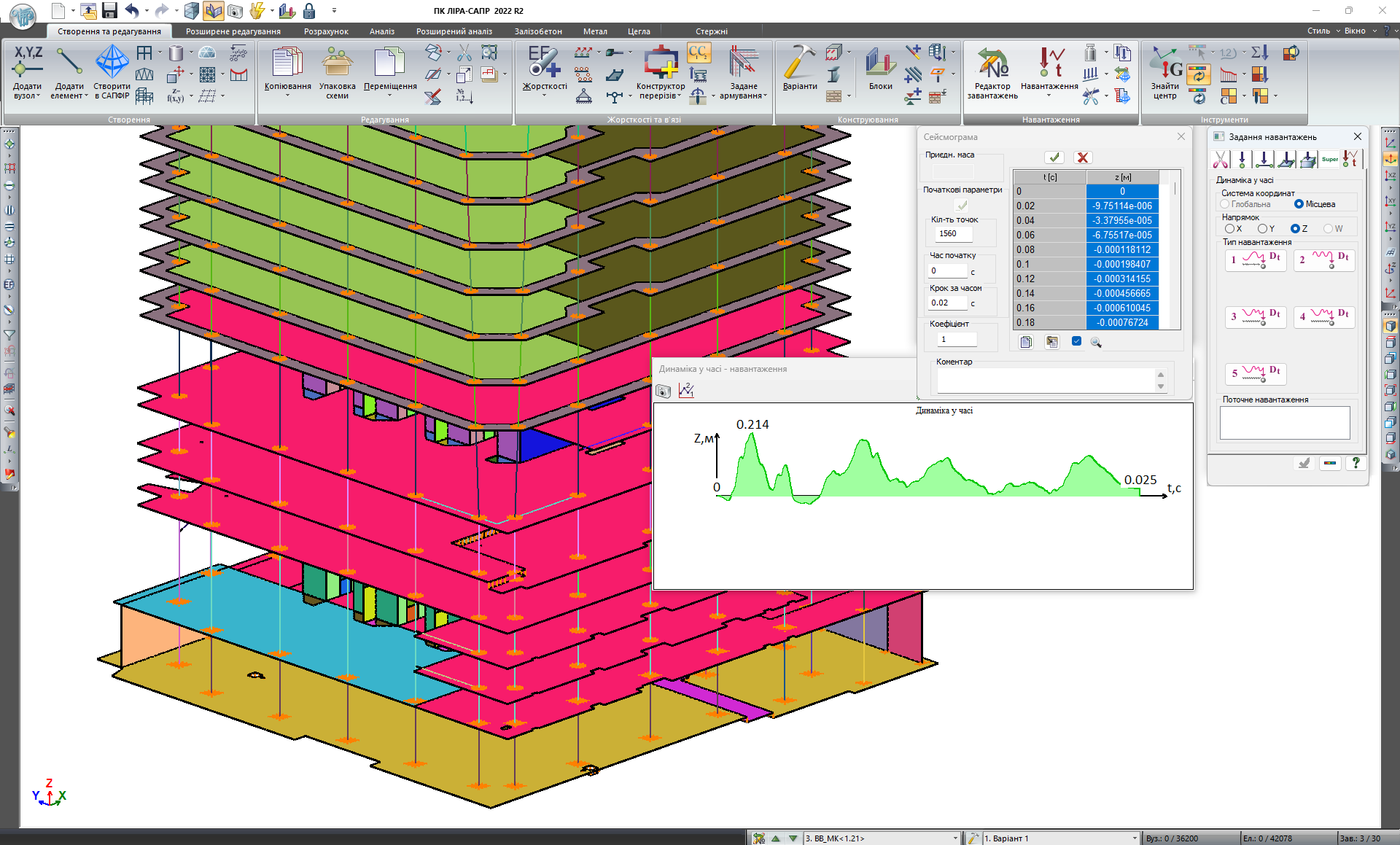 Задання сейсмограми для розрахунку на сейсмічні впливи Задання сейсмограми для розрахунку на сейсмічні впливи
